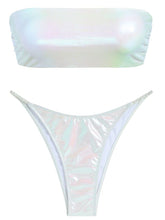 Criss-Cross-Lace-up-Bikini-Gradient Glitter-White